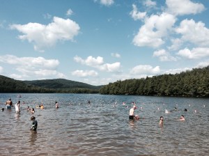 The gorgeous lake we've been swimming in while away this week in upstate NY.